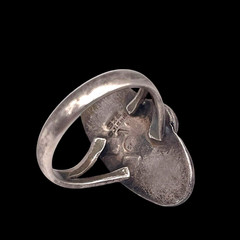 Vintage Designer Tiger Eye Leaf Accent 925 Sterling Silver Frame Ring, size 7.75