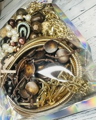 Over 1 Pound Gold Tone Costume Jewelry Lot With All Wearable Items