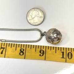 Vtg Sterling Silver MEXICO World Globe Pendant/ 2.5mm Snake Chain Necklace 18”L