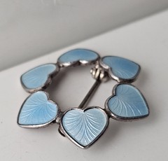 Denmark Sterling Brooch Enamel Heart Pins VB Sky Blue Guilloche – Volmer Bahner