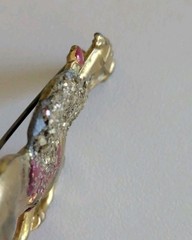 Antique Glass Glitter on Brass Race Horse & Jockey Brooch Pin C Clasp AS IS D92