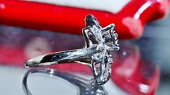 14k white gold ring 0.12ct natural diamond size 4.75 flower vintage 3.35gr N3444