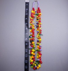 Vintage Fruit Salad Necklace Plastic Grapes Cherries Bananas Pears 27″