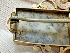 RARE ANTIQUE 14K SCOTTISH DENDRITIC (MOSS) AGATE BROOCH M940