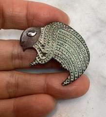 Vintage Shube 925 Sterling Silver Textured Buffalo Pin Brooch