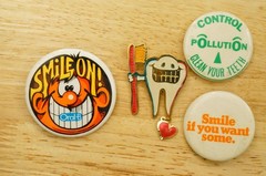 Vintage Dentist Tooth Humor Pinback Button Lot Dental Hygiene Clean Your Teeth