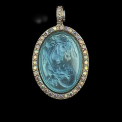 Medieval Retro Vintage Light Luxury Cute Mermaid Series Oval Magnetic Pendant