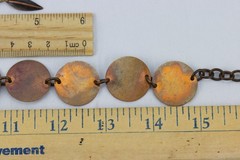 Copper Disc Necklace & Feather/Shield Enameled Copper Earrings LOT