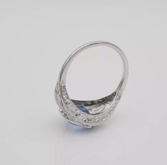 4Ct Art Deco Vintage Lab Created Sapphire 14K White Gold Finish Engagement Ring