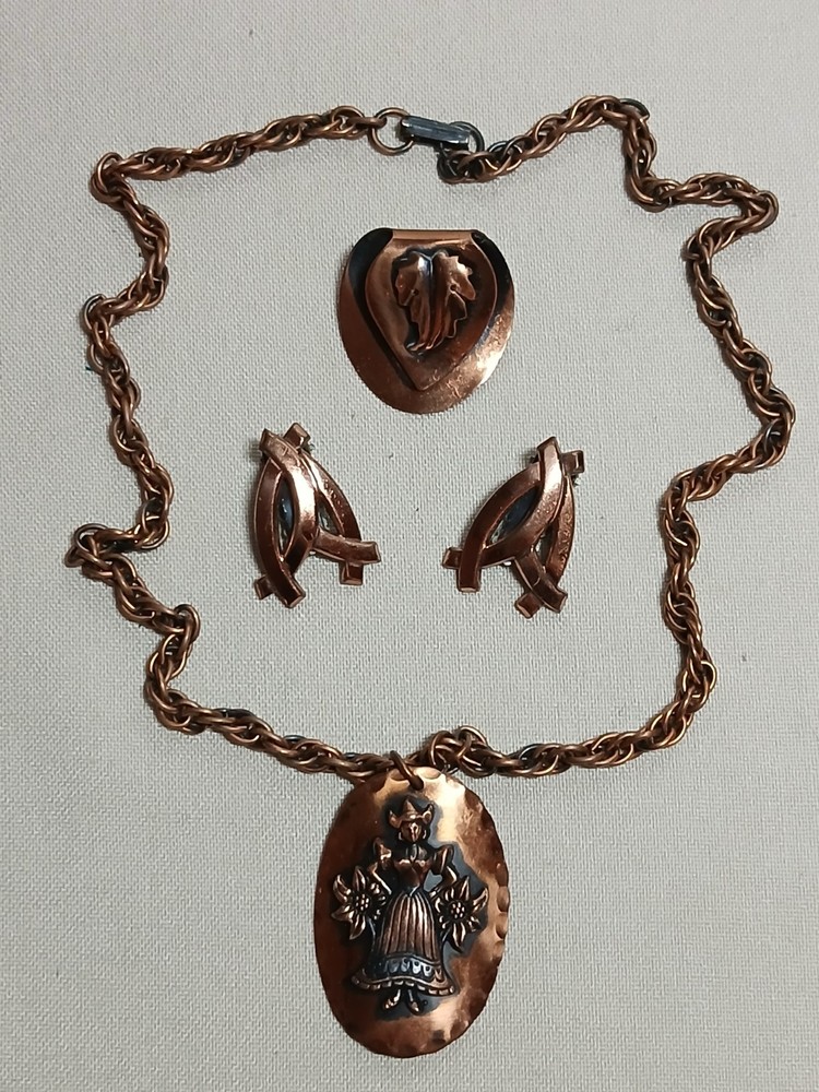 Vintage Copper Jewelry Lot 3 pc