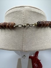 Vintage Red Glass Seed Bead Necklace Multi Strand with Wood Beads 34”