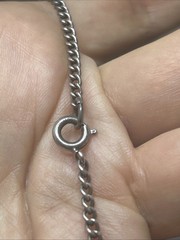 55. Old Rare 925 Sterling Cross Pendant Curb link Chain Necklace 24″, 28.2g