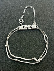 Monet Double Chain Silver Tone Tennis 7″ Bracelet w/Safety Chain