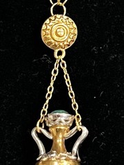 Artlinea Italy Solid 18k 3 Color Gold 24” Necklace Amphora Chrysoprase 9.6 Grams