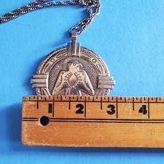 VTG Bell Trading Post Nickel Silver Navajo Style Thunderbird Pendant Necklace