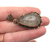 Vintage Mid Century Copper Rutilated Quartz Teardrop Pendant for Necklace
