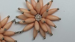 MCM Peachy Pink Large Triple Floral Statement Necklace