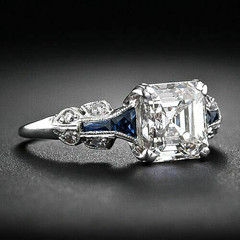 Art Deco Style 3.00Ct Asccher Cut Lab-Created Diamond Engagement 925 Silver Ring