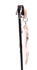 White Cat Kitty Earrings READ Vintage 80s Clay Ceramic Rhinestone Dangle Clip-On