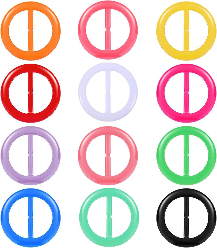12PCS Silk Scarf Ring Clip T-Shirt Tie Clips for Women Fashion Resin Ring Scarve