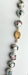 Vtg Cloisonne enamel Knotted butterfly design Gold Beads Wedding Necklace 24 in