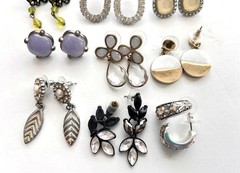LOT 12 earrings post pierced some vintage dangle stones rhinestones