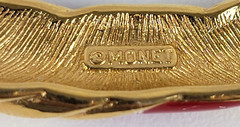 Vintage Monet Red Enamel Rope Twist Collar Necklace Gold Tone Runway 15 In