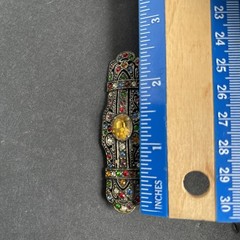 Vintage 1930s Art Deco Czech Rainbow Rhinestone Bar Brooch & Dress Clip Lot