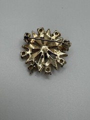 STARBURST FLOWER PIN BROOCH VINTAGE FLORAL CRYSTAL RHINESTONE RETRO ESTATE