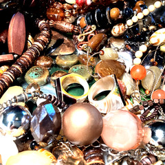 1/2LB Jewelry TREASURE Lot with Earthy & Warm Amber, Brown golden Autumn theme