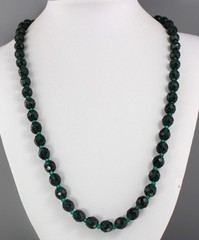VINTAGE 70’S LONG 31” TEAL CRYSTAL GLASS BEAD NECKLACE 