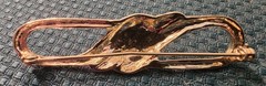 Vintage Gold Tone Oval Faux Pearl Bar Brooch Modernist Open Loop Slide Scarf Pin