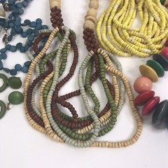 Vintage Lot Tribal Boho Jewelry wood beads metal mod boho statement 1 lb