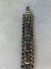 Estate Vintage 1960s Rare Wide Black Jet Rhinestone Vintage Bracelet