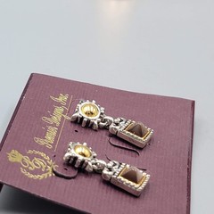 Vintage Premier Designs Pierced Earrings Silver and Gold tones Dangle 1 1/8 in