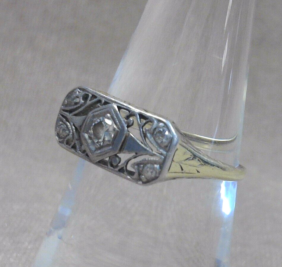 Antique 14K Yellow Gold and Platinum 5-Stone Diamond Ring Sz. 6.25 * JJ399