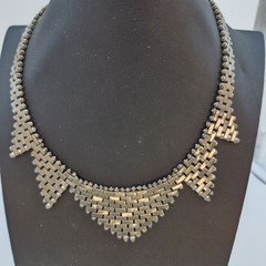 Jakob Bengel Germany Art Deco Chrome Necklace Brickwork Fashion Modernist 16.5″
