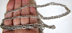 Vintage Sterling Silver Figaro Chain Necklace 20″ 4.6mm 18.9 Grams Signed Italy