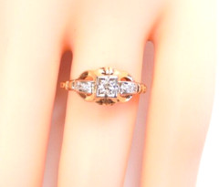 Antique 1920’s Diamond Faith Engagement 14K Two Tone Ring Size 6 UK-L1/2 Deco