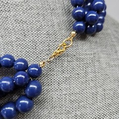 VINTAGE Multi-Strand Blue & White Plastic Beaded Bead Necklace
