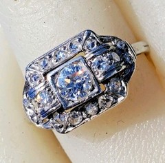 NATURAL EARTH MINED DIAMOND Original Antique Engagement Ring Deco Solitaire 14K