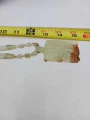 Vintage Mexican Onyx Carved Aztec Pendant Necklace Banded Calcite Stone Made in