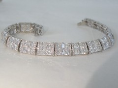 Vera Wang Sterling Silver 925 2 Row CZ Tennis Bracelet Fits 7.5″