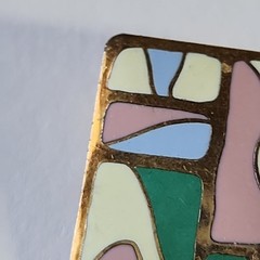 Vintage Clip On Earrings Enamel Retro Samuel Huang Cloisonné Artsy Pastel Square