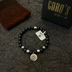 Goro’s Black Onyx Beaded Bracelet Sterling Silver Unisex Vintage Punk Jewelry