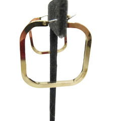Gold Tone Hoop Square Shape Vintage Pierced Earrings