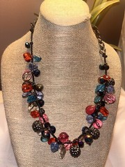 Necklace With Plastic and Glass Beads Multi Color 24” Lot JJ