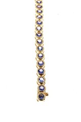 Vintage STS 4.00ct Bezel Set 32 Bright Medium Blue Tanzanite Bracelet 7 In Chain