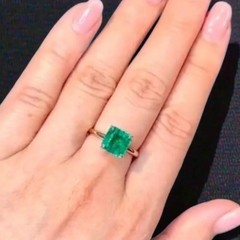 Art Deco 3.10 Ct Natural Emerald Vintage Engagement Ring 14K Yellow Gold Over