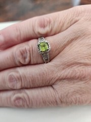 Vintage Sterling Lime Green Tourmaline Ring Size 6.5 Free Shipping